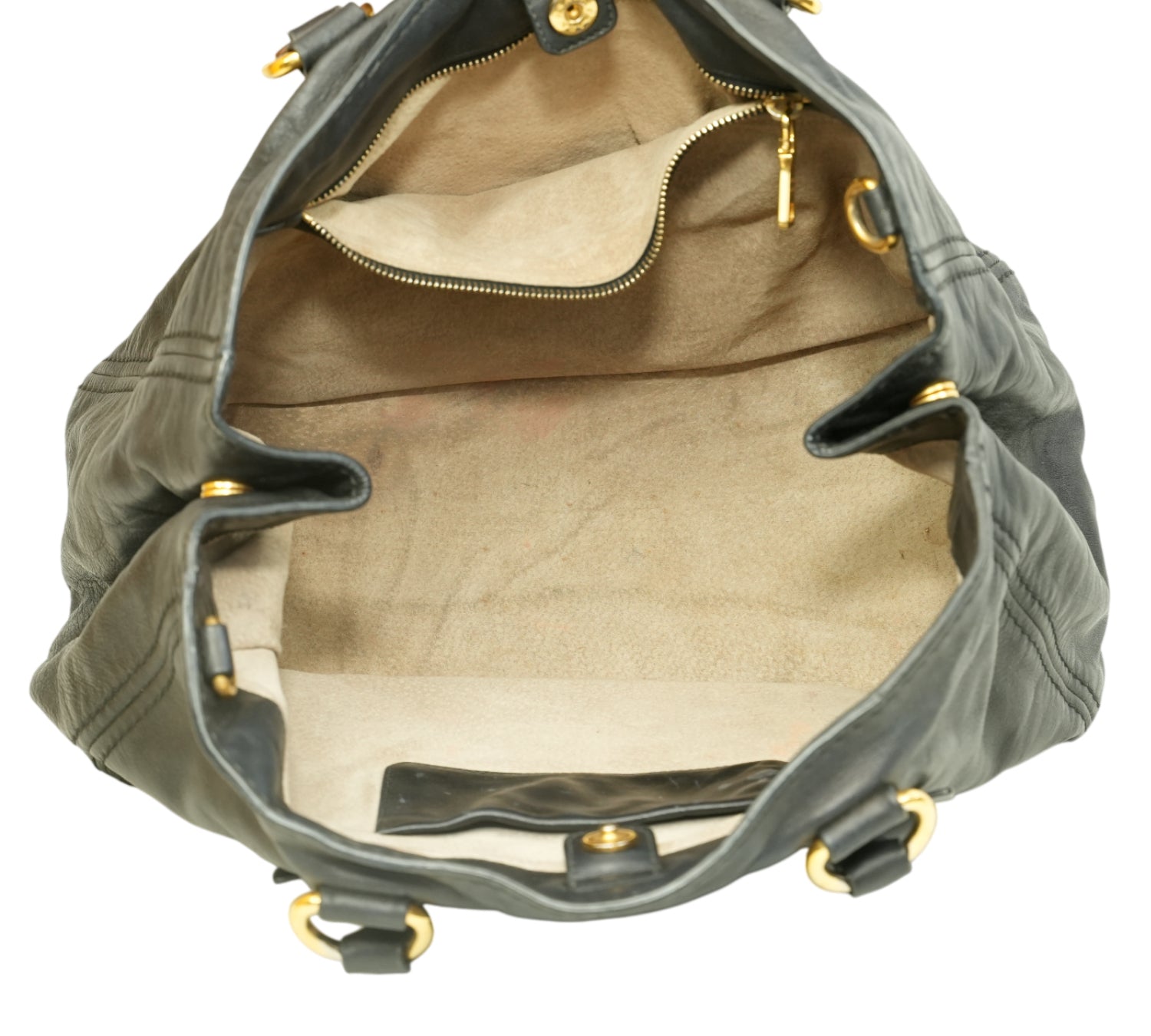Black Vitello Daino Front Pocket Convertible Tote