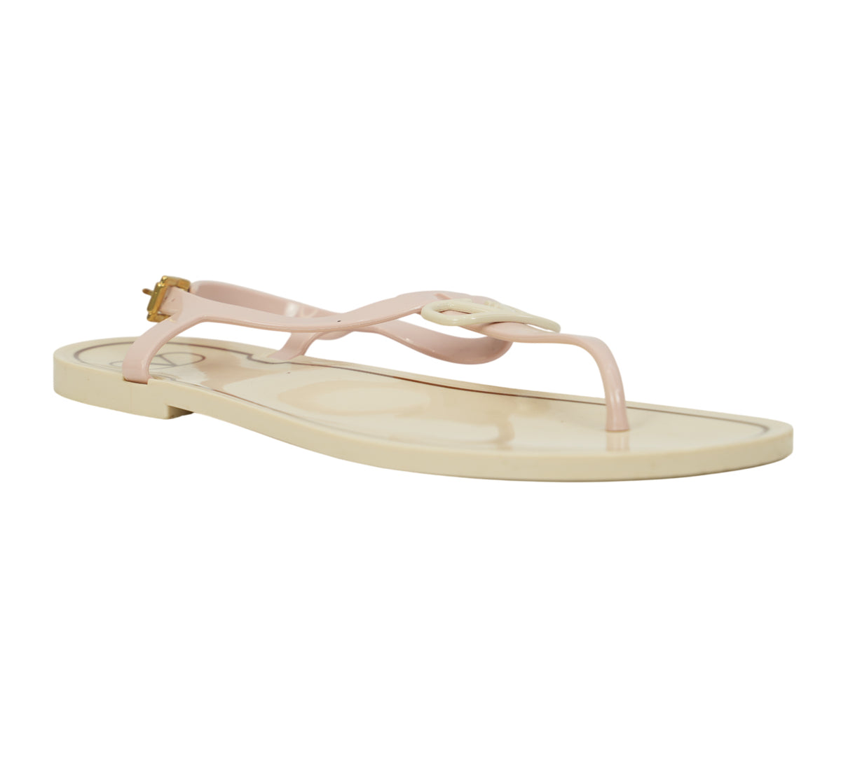 Valentino  Garavani VLogo Rubber T-Strap Thong Jelly Sandals Size 40 - Eur
