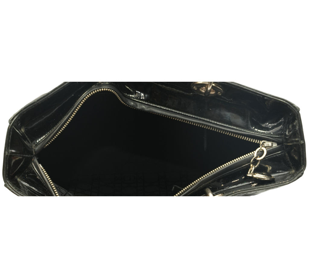 Black Patent Leather Cannage Large Lady Dior Bag