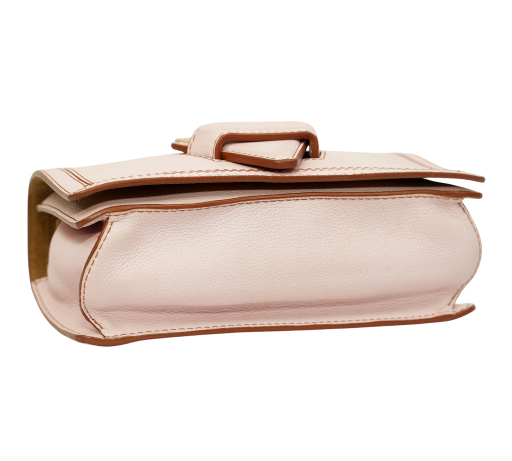 Soft Pink Grained Calfskin Barcelona Shoulder Bag