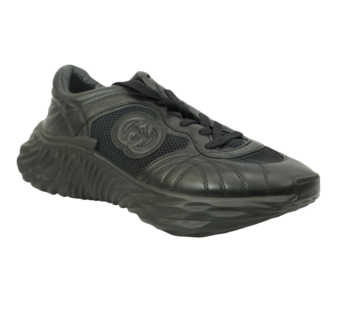 Gucci   Black Interlocking G Low-Top Ripple Sneakers Size - 8