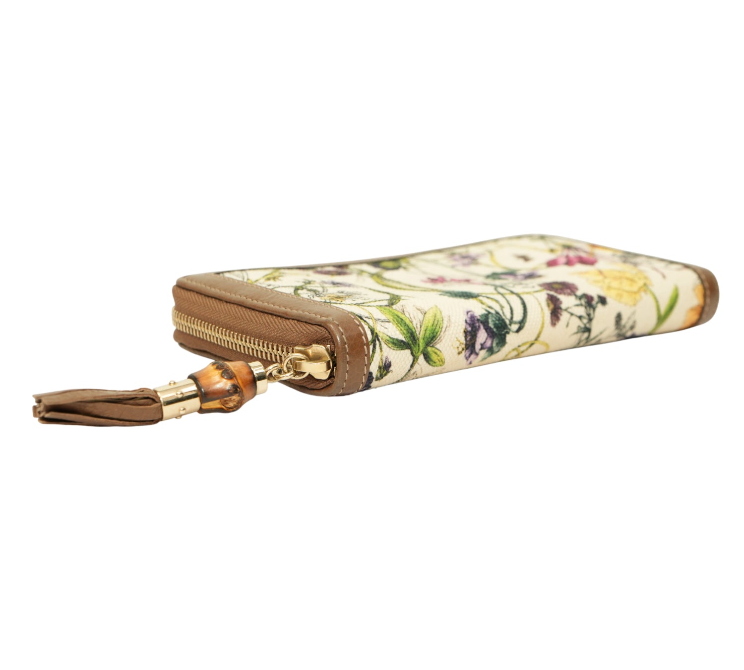 Flora Infinity Print Bamboo Tassel Zip Around Wallet