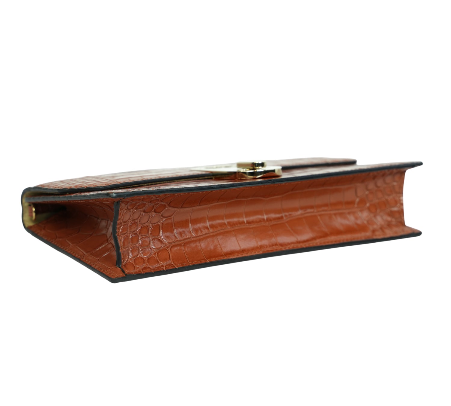 Cuoio Elisa Croc-Embossed Leather Baguette Bag