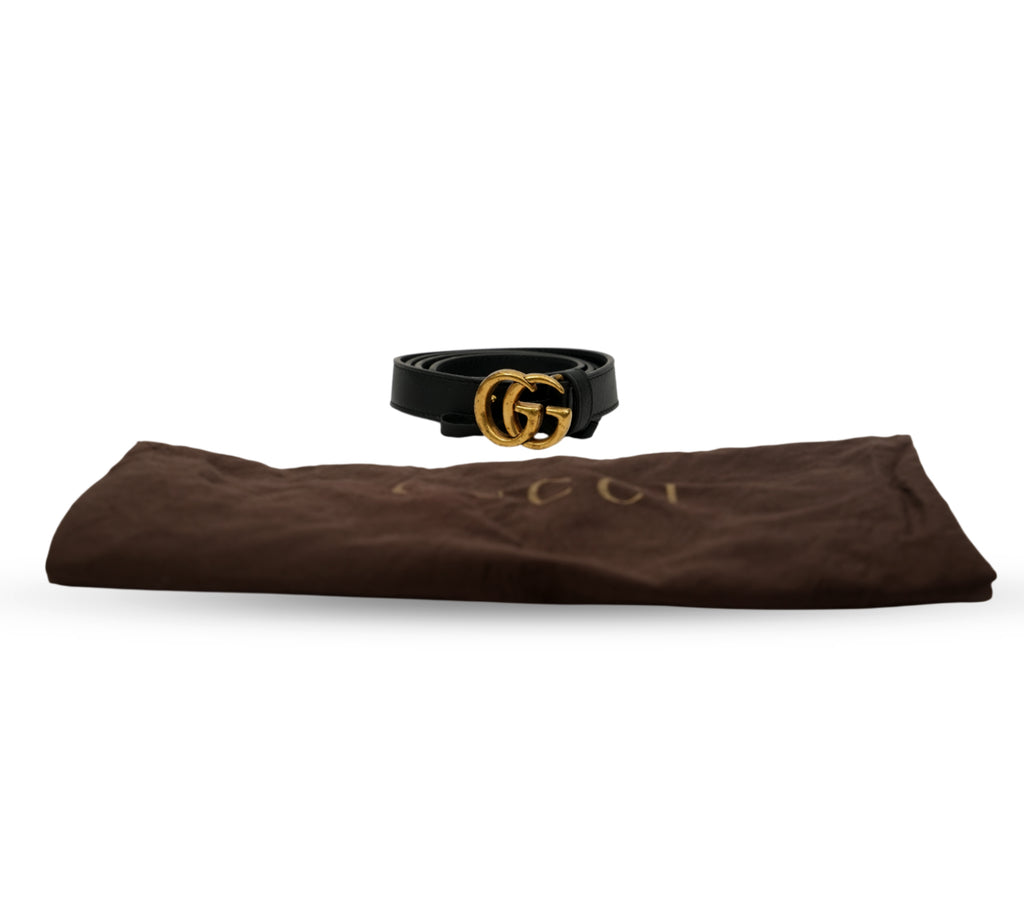 GG Marmont Black Leather Belt Size - 80 Cm