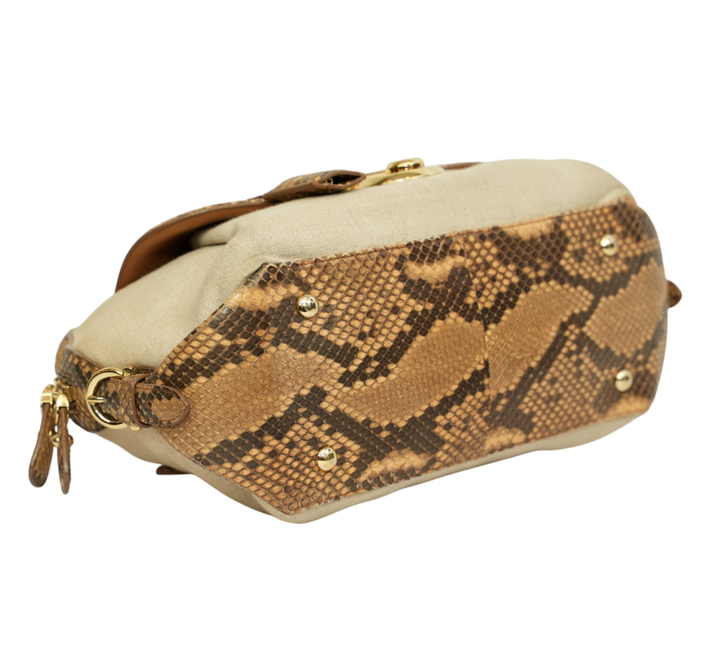 Fiamma Snakeskin & Canvas Handbag