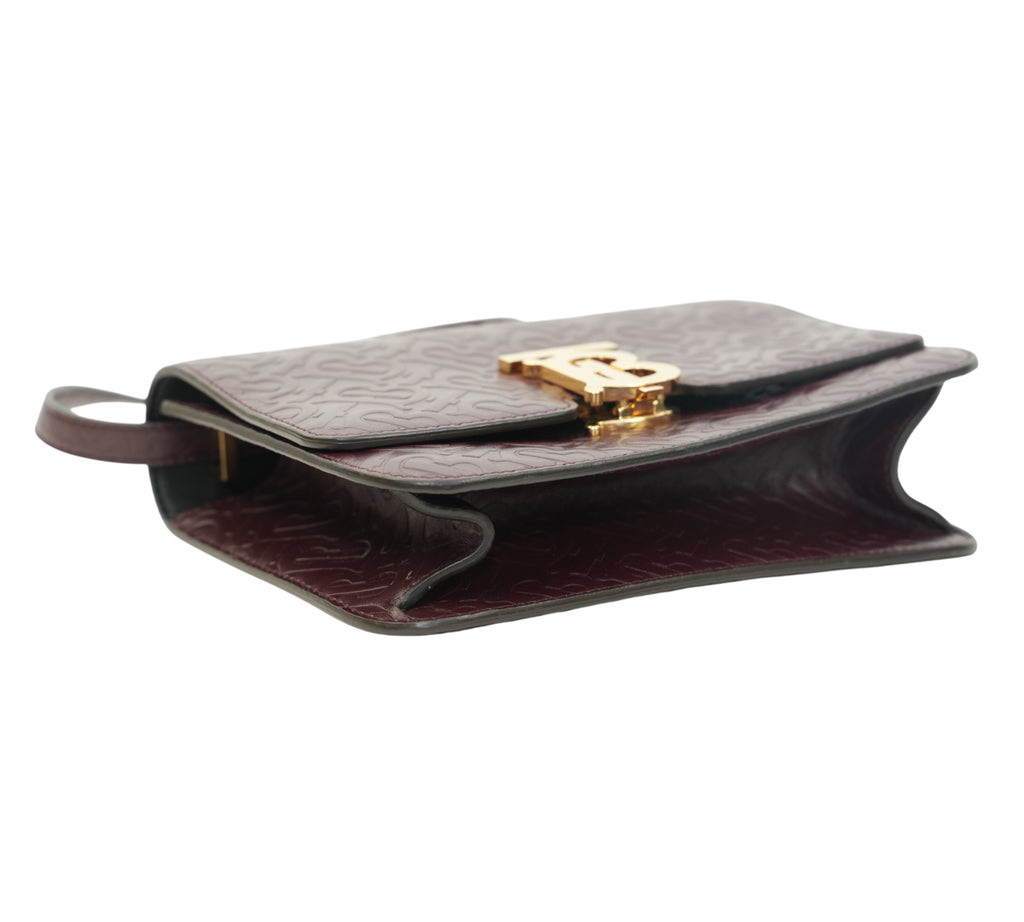 Deep Maroon Monogram Embossed Leather Small TB Bag