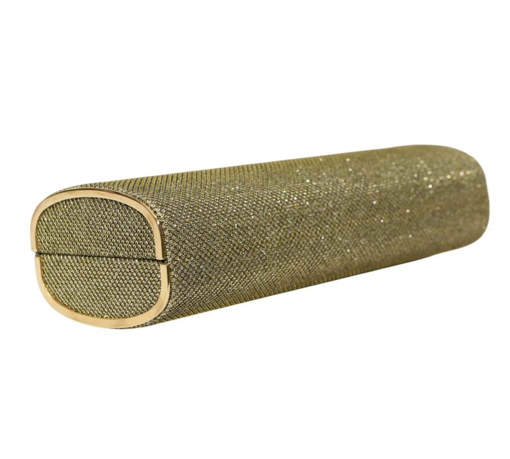 Tube Gold Glitter & Lurex Fabric Clutch