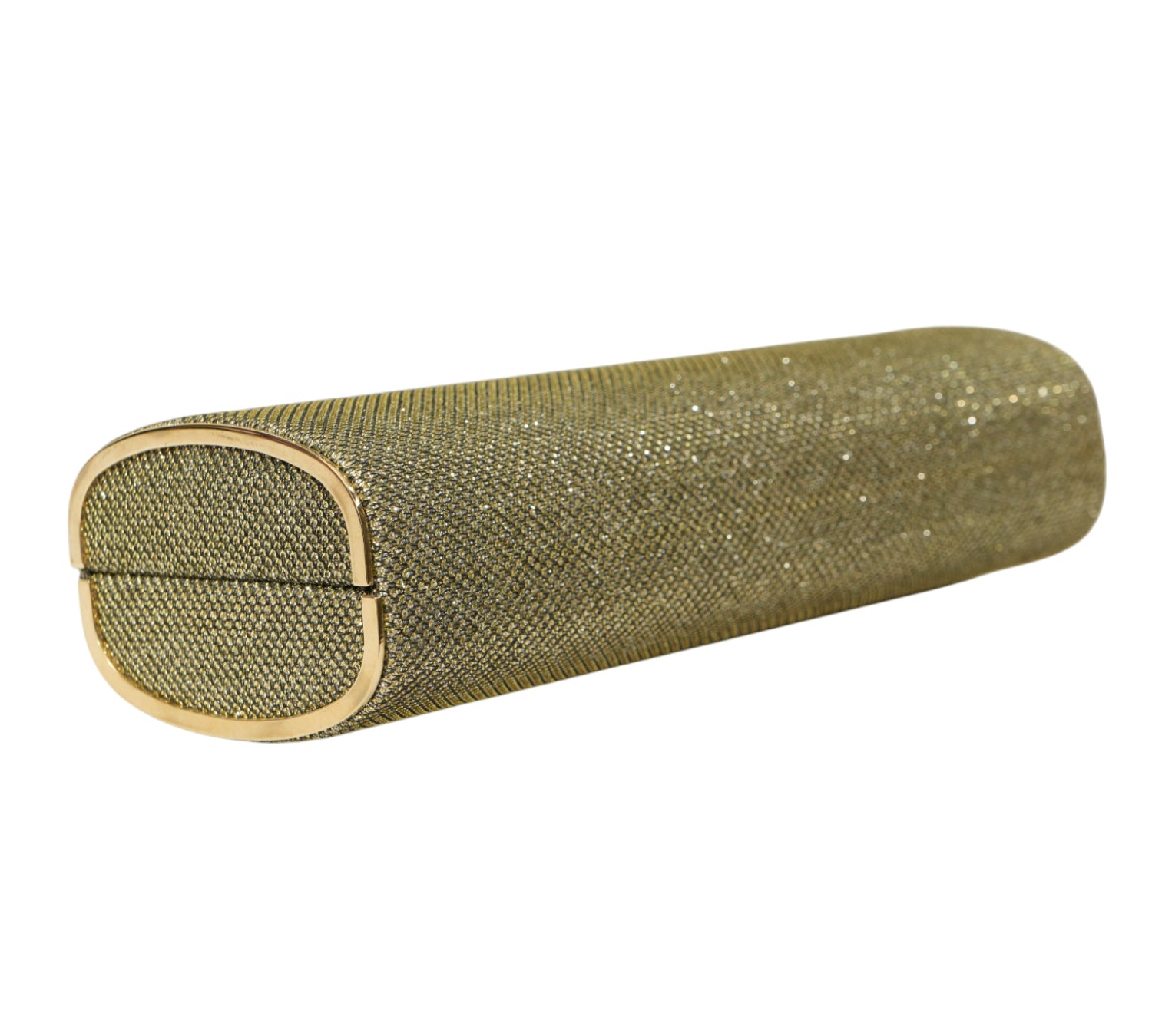 Tube Gold Glitter & Lurex Fabric Clutch