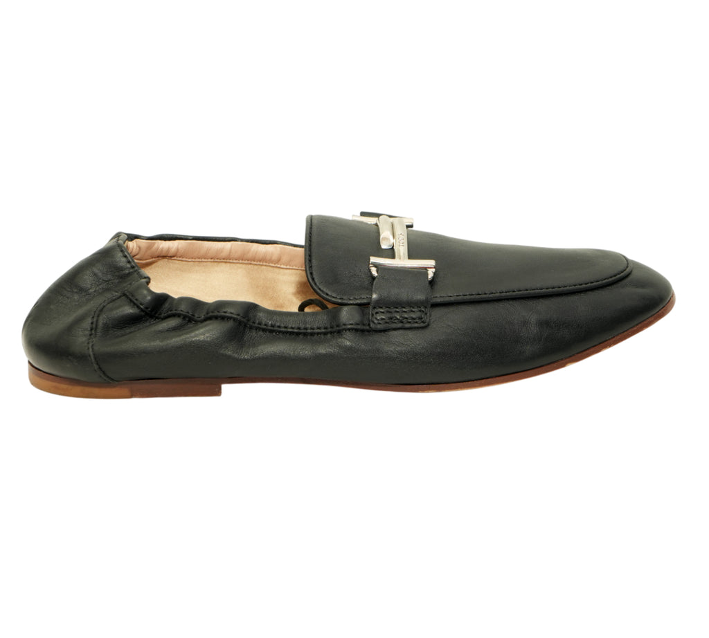 Double T Leather Elastic Back Loafers Size 38.5 - Eur