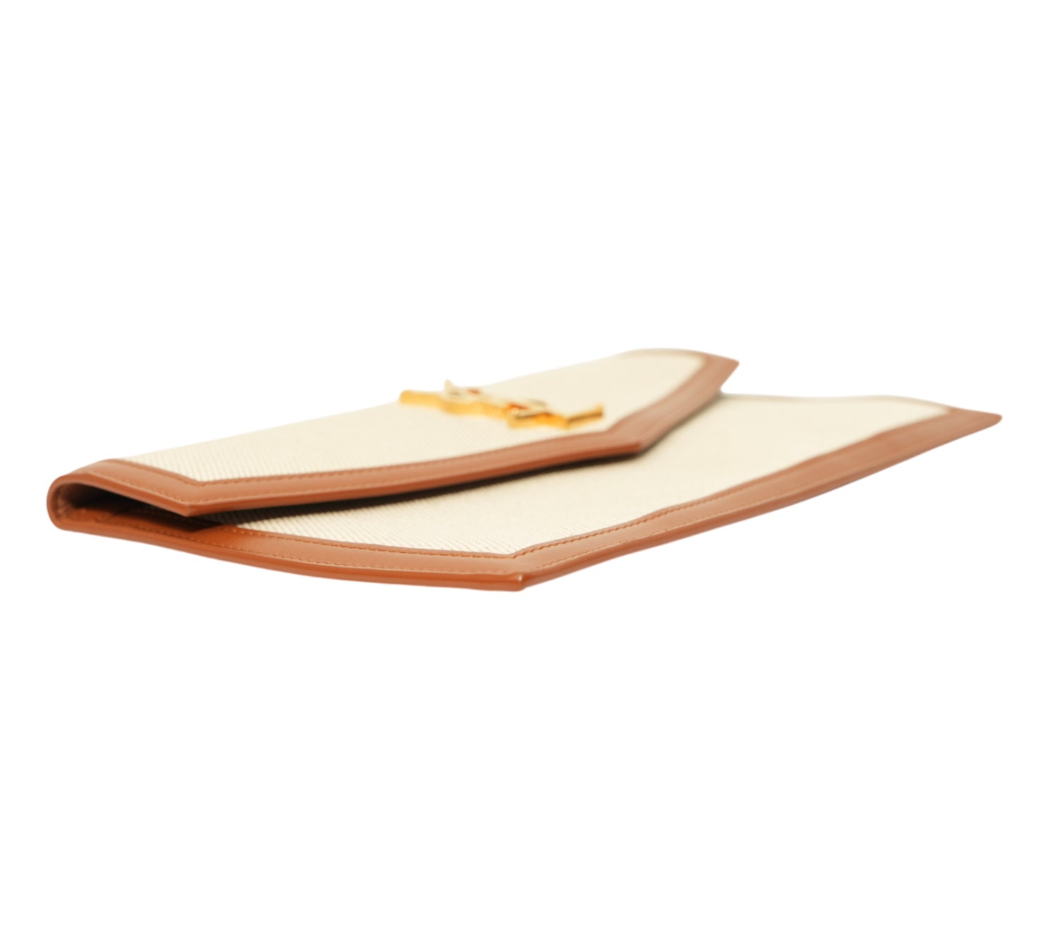 Beige/Tan Canvas & Leather Medium Uptown Clutch