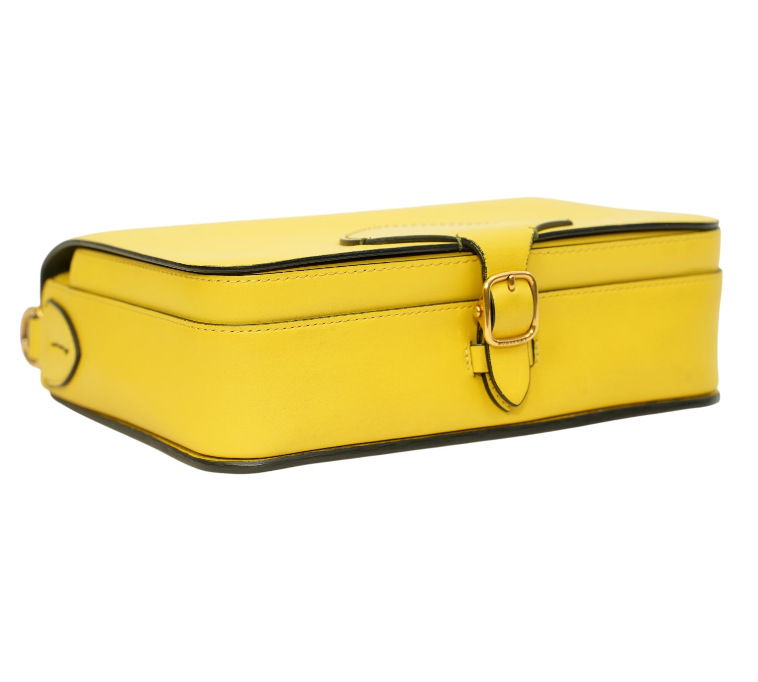 Lemon Yellow Leather Bridle Square Satchel