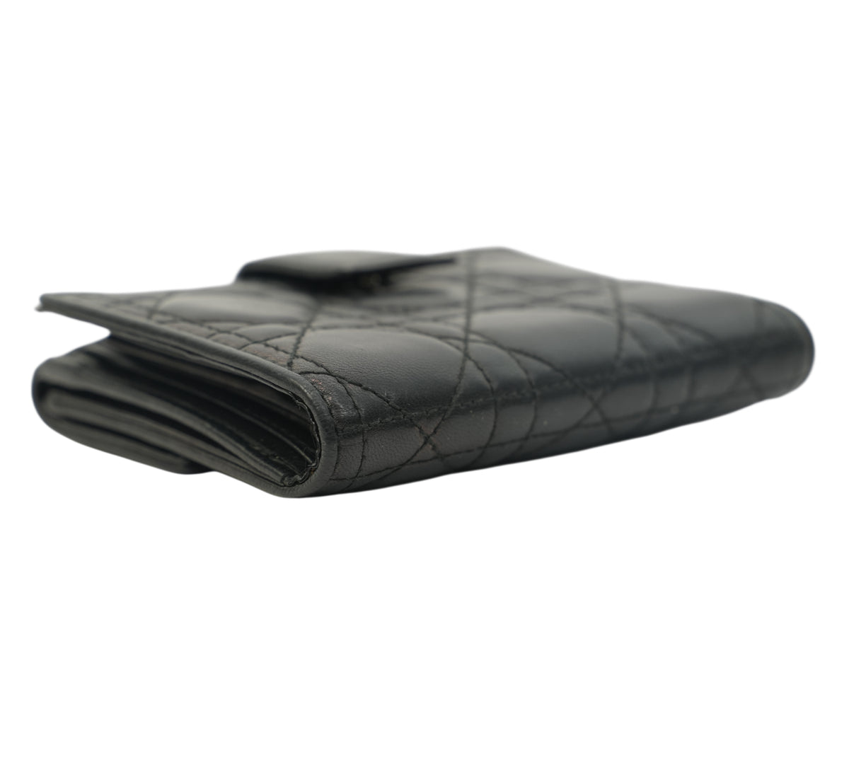 Christian Dior Black Cannage Lambskin Lotus Wallet