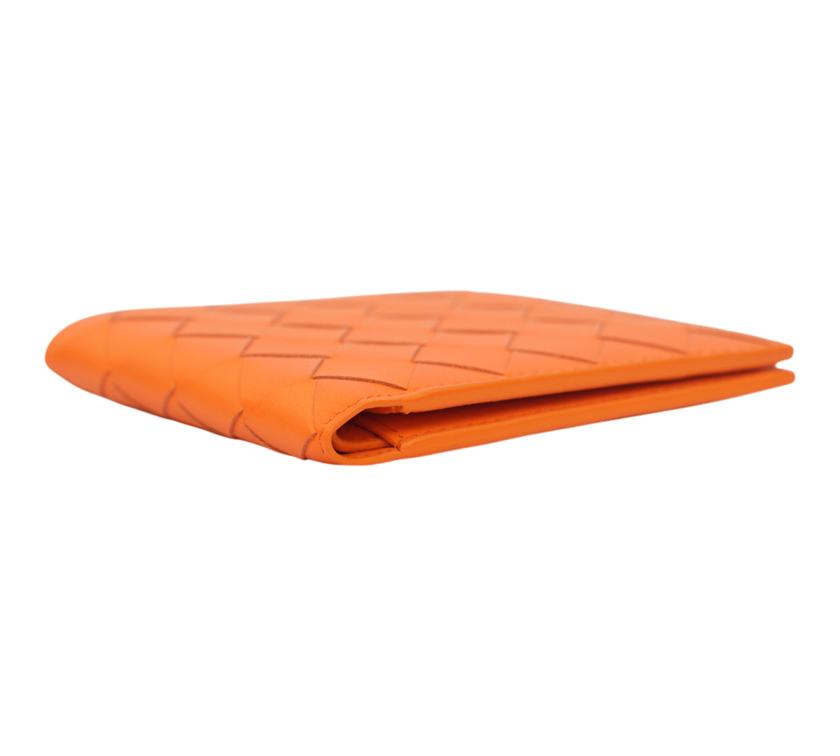 Bottega Veneta  Orange Intrecciato Bi-Fold Wallet