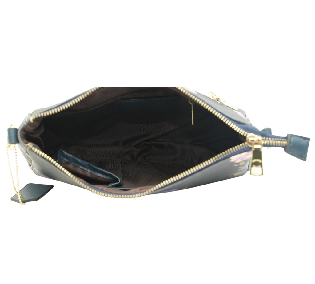 Midnight Navy Floral Print Kitt Messenger Crossbody Bag