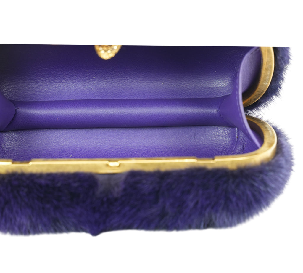 Mink Fur Skull-Clasp Clutch