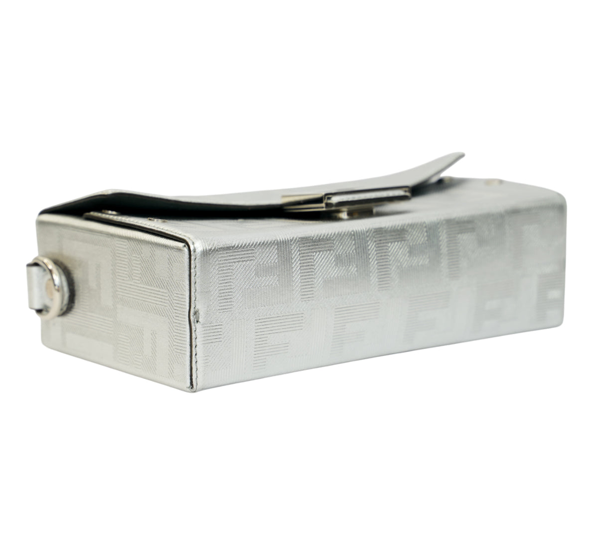 Fendi  Silver FF Embroidered Canvas Baguette Bag
