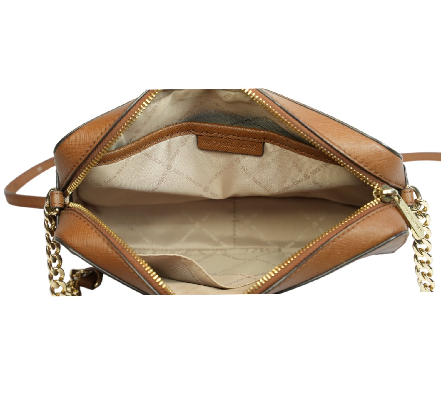 Brown Jet Set Large East West Saffiano Leather Crossbody Bag