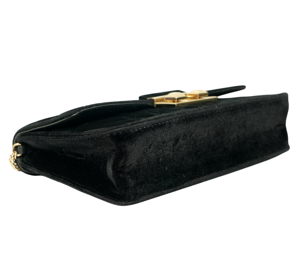 Bella Chevron-Quilted Velvet Shoulder Bag