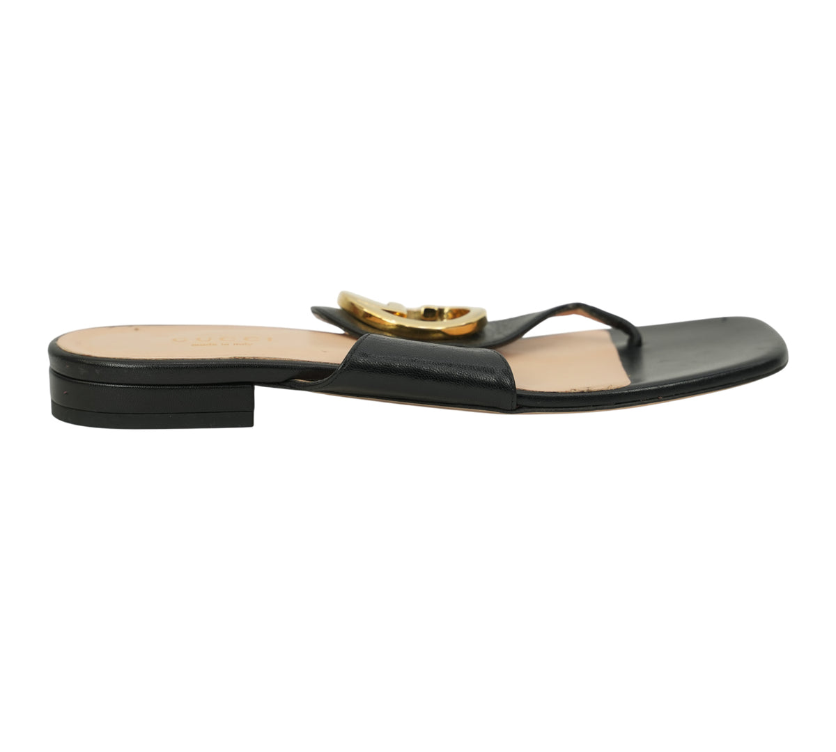 Gucci   Black Blondie Leather Thong Sandal Size 36.5 - Eur
