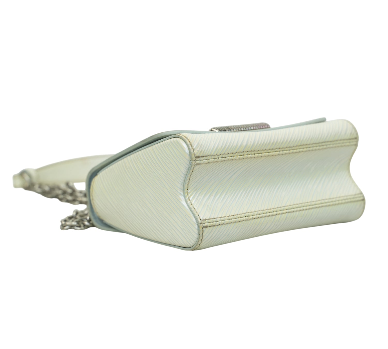 Pale White Twist PM Gourmette Strass Bag