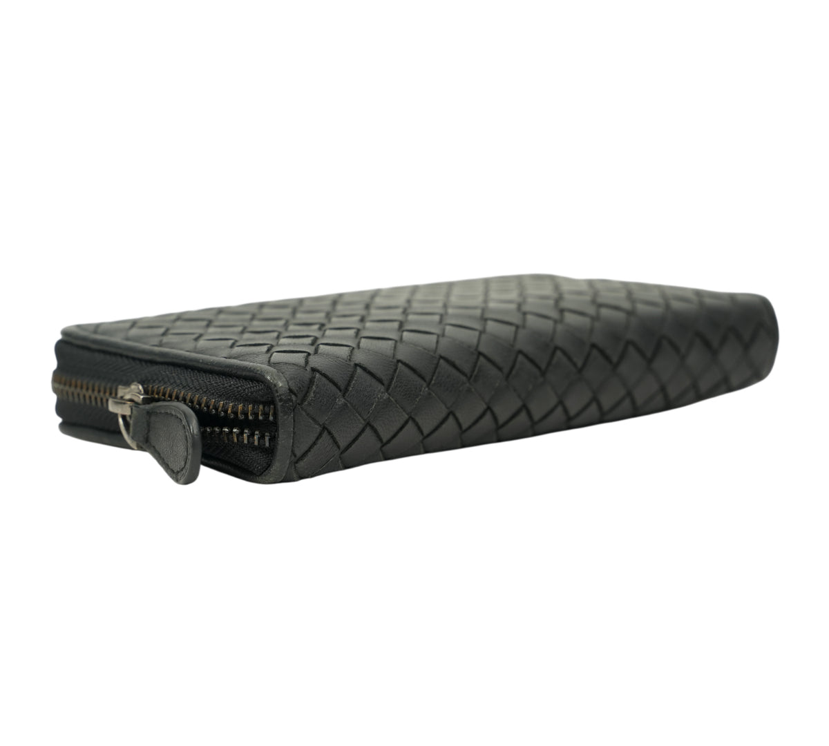 Bottega Veneta  Black Intrecciato Zip-Around Wallet