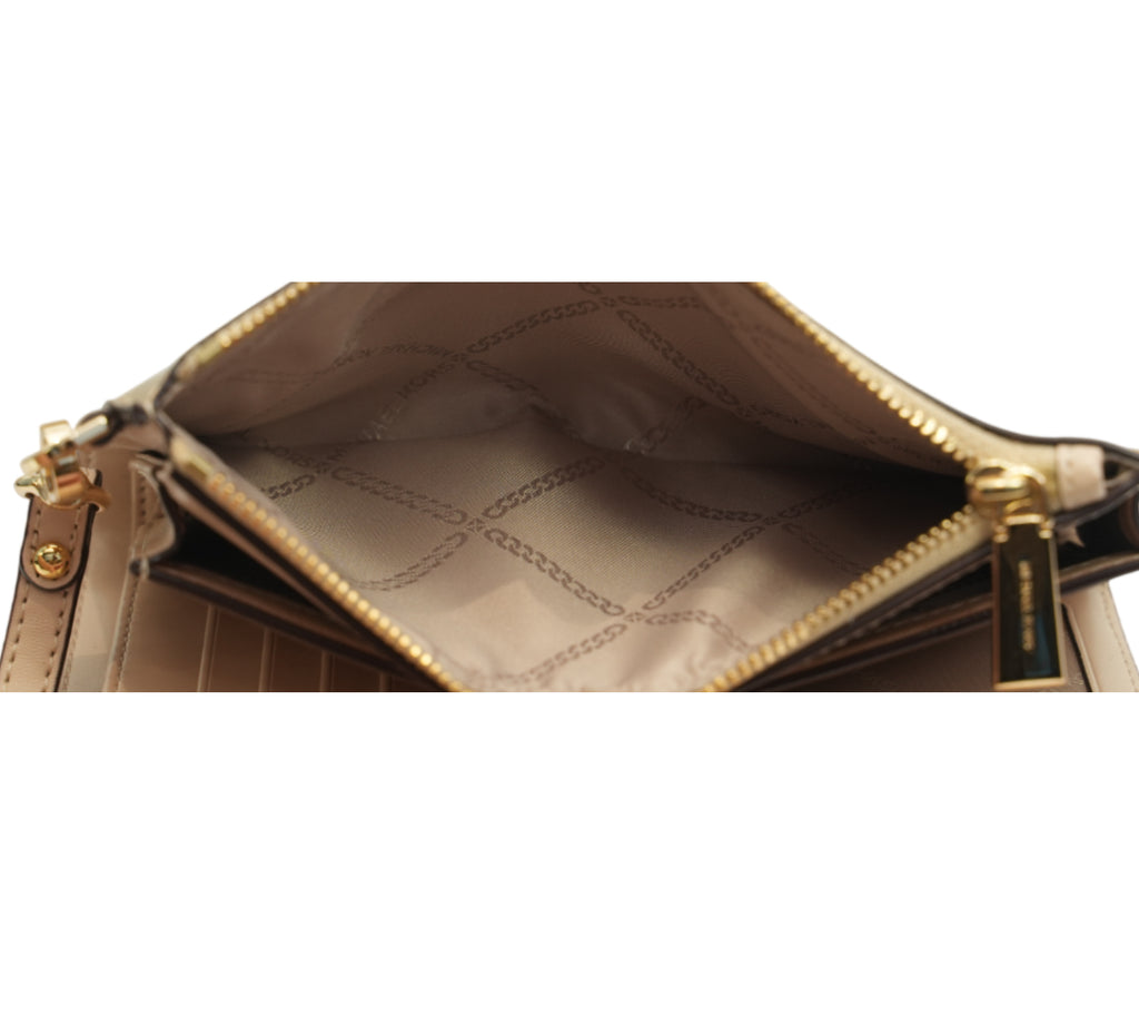 Pale Gold Jet Set Metallic Logo Debossed Continental Wallet