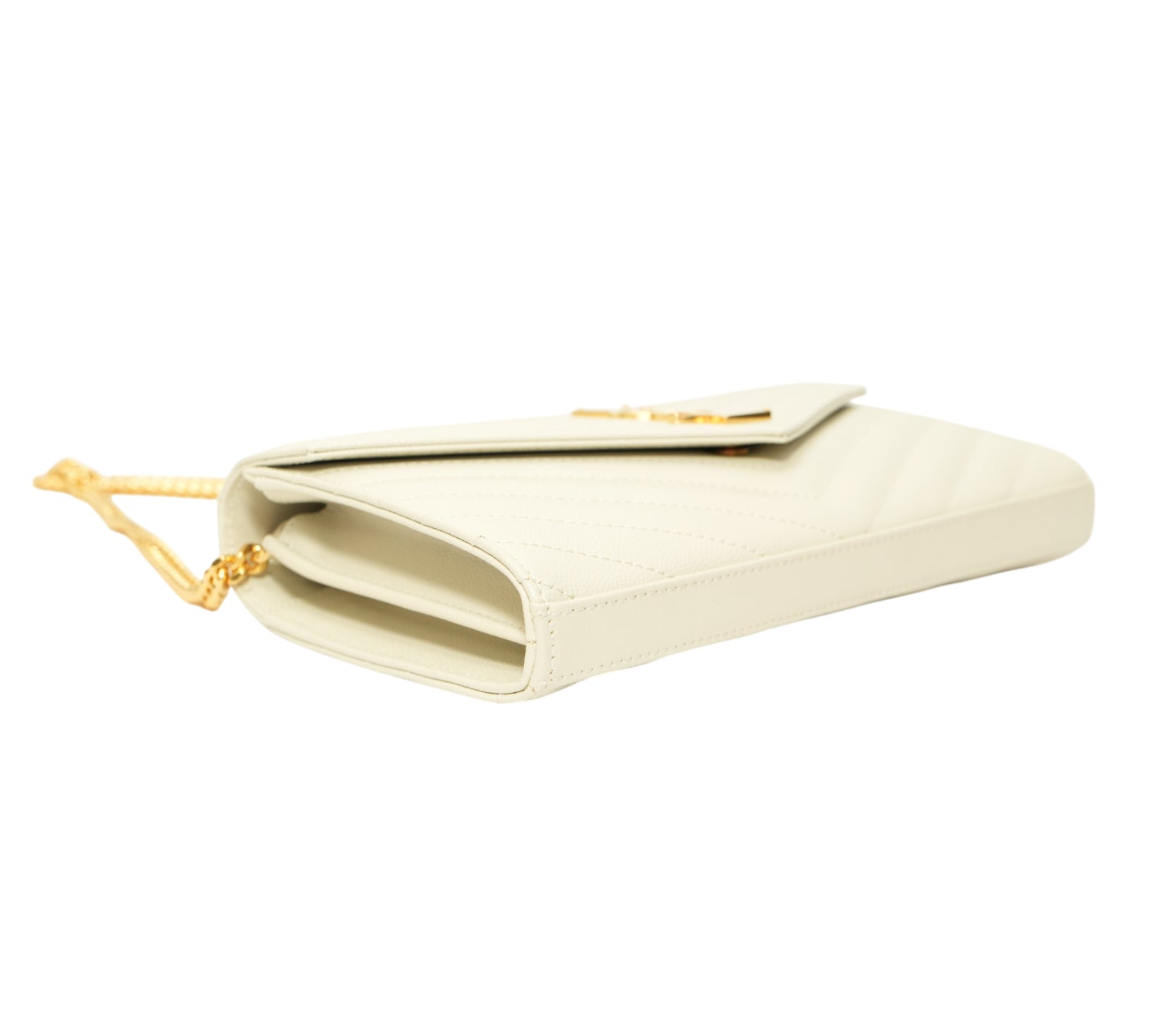 Cream Soft Cassandre Envelope Chain Wallet