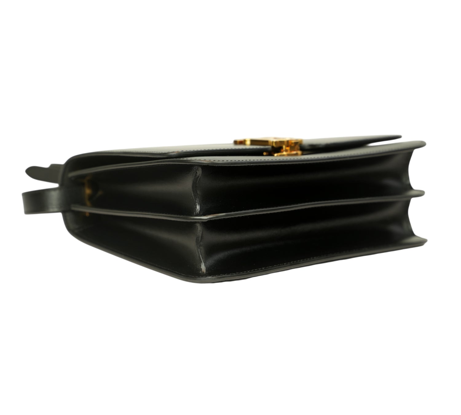 Black Small TB Leather Crossbody Bag