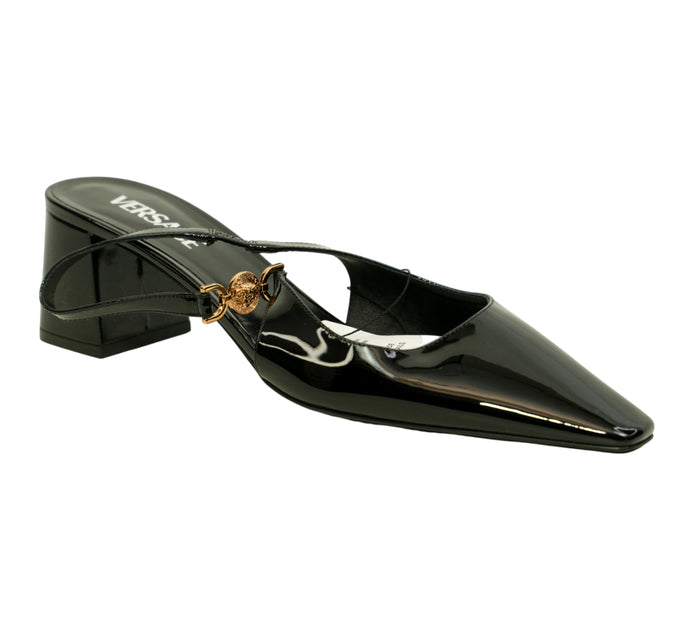 Black Medusa '95 Patent Leather Slingback Pump Size 40 - Eur