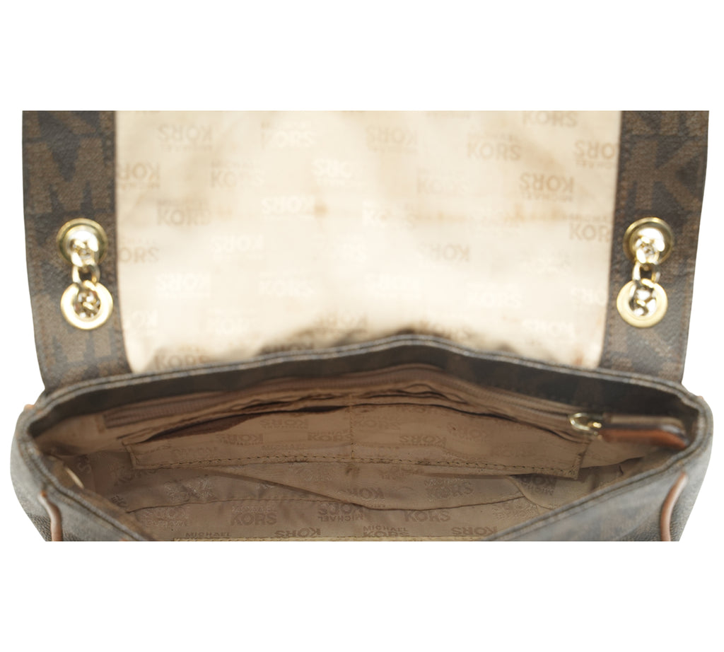 Brown Signature Canvas Hamilton Flap Shoulder Bag