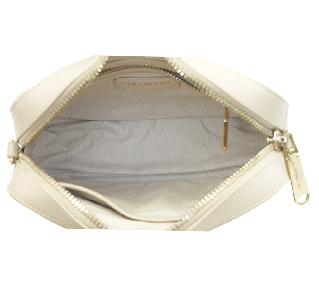 Cream Gold-Tone Logo Crossbody Bag