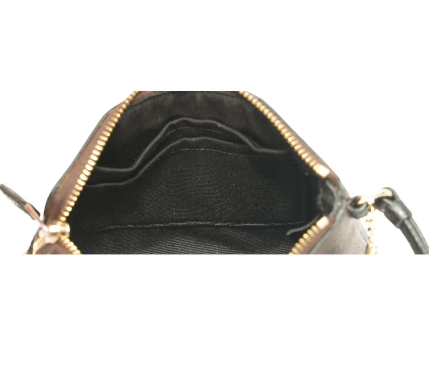 Walnut/Black Signature Canvas Corner Zip Wristlet