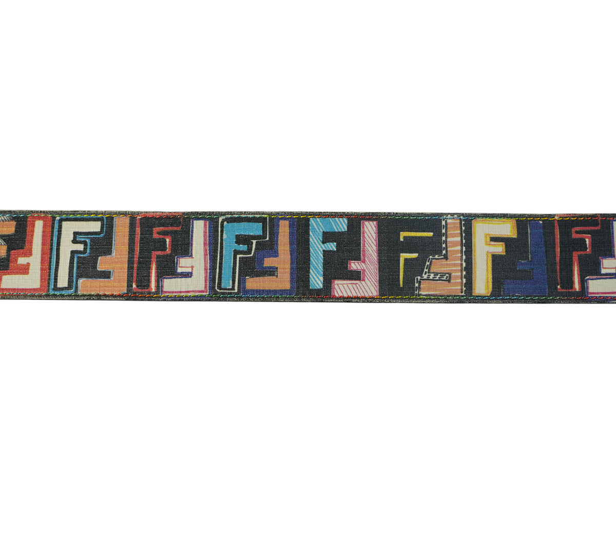 Fendi  Multicolor Zucca Coated Canvas FF Logo Belt Size - 95 Cm