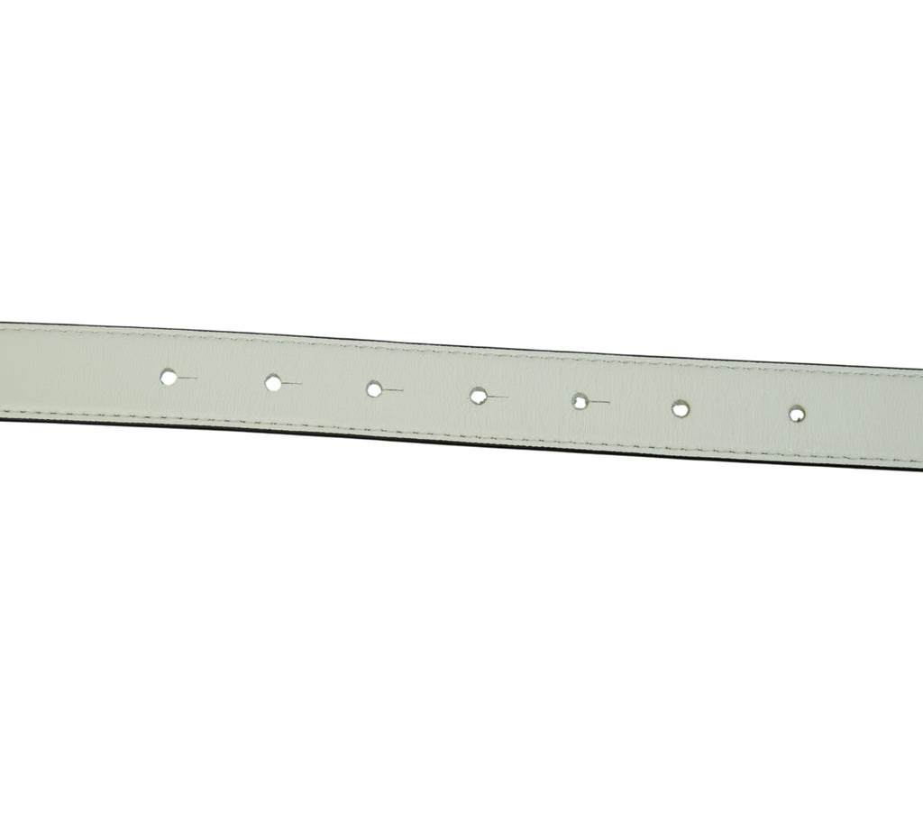 White K/Block Leather Belt Size - 85 Cm