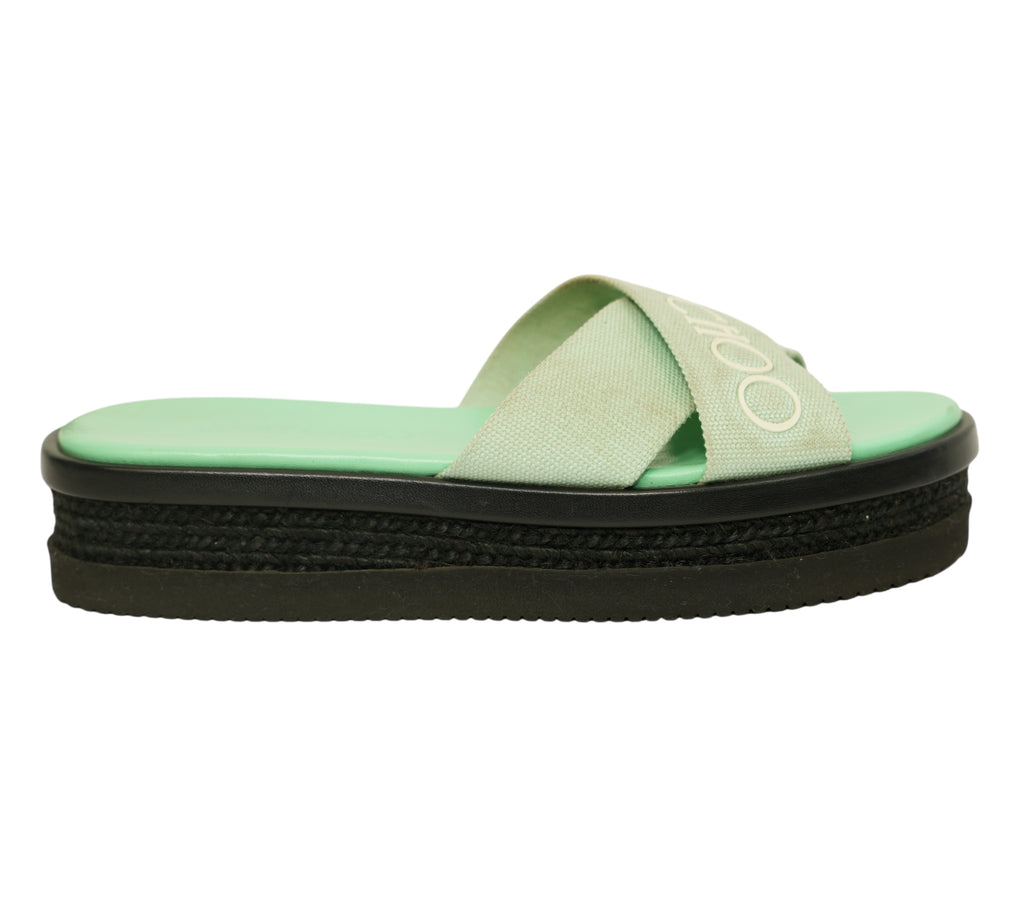 Mint Green Joy Flat Sandal Flatform Slide Size 36.5 - EUR