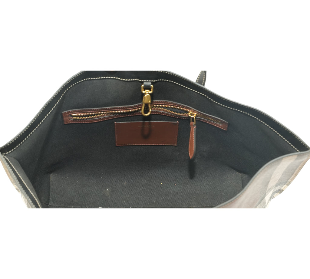 Dark Birch Brown Medium Check Tote Bag