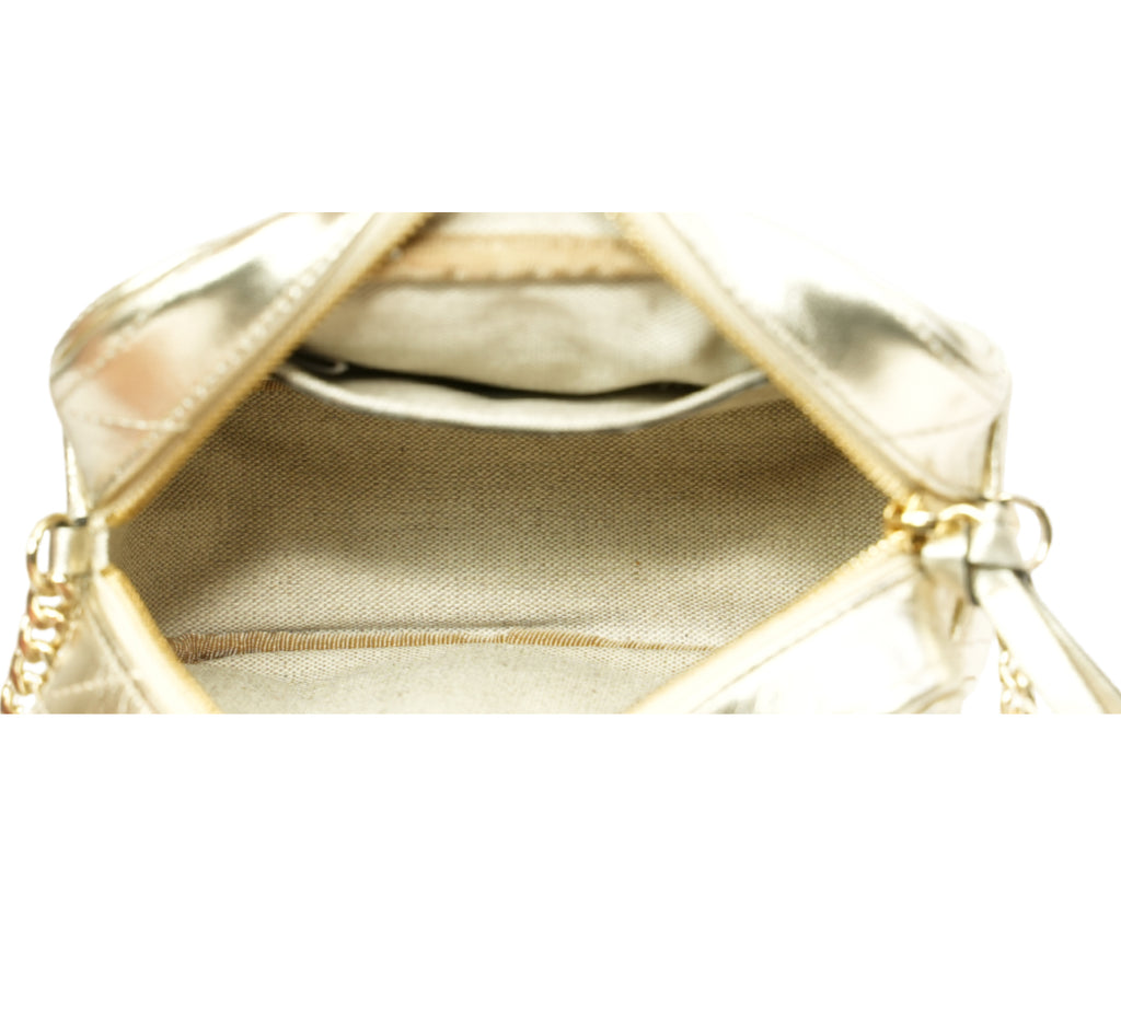 Light Gold Avenue Quilted Leather Camera Bag