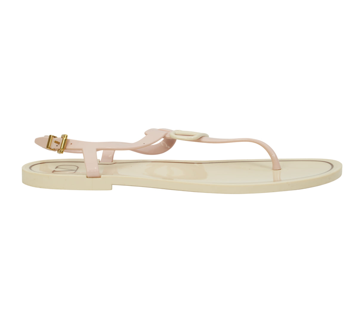 Valentino  Garavani VLogo Rubber T-Strap Thong Jelly Sandals Size 40 - Eur