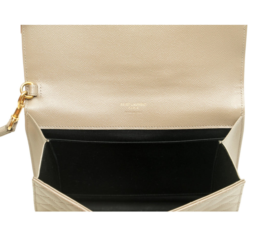 Dark Beige Mix Matelassé Grain De Poudre Envelope Flap Pouch