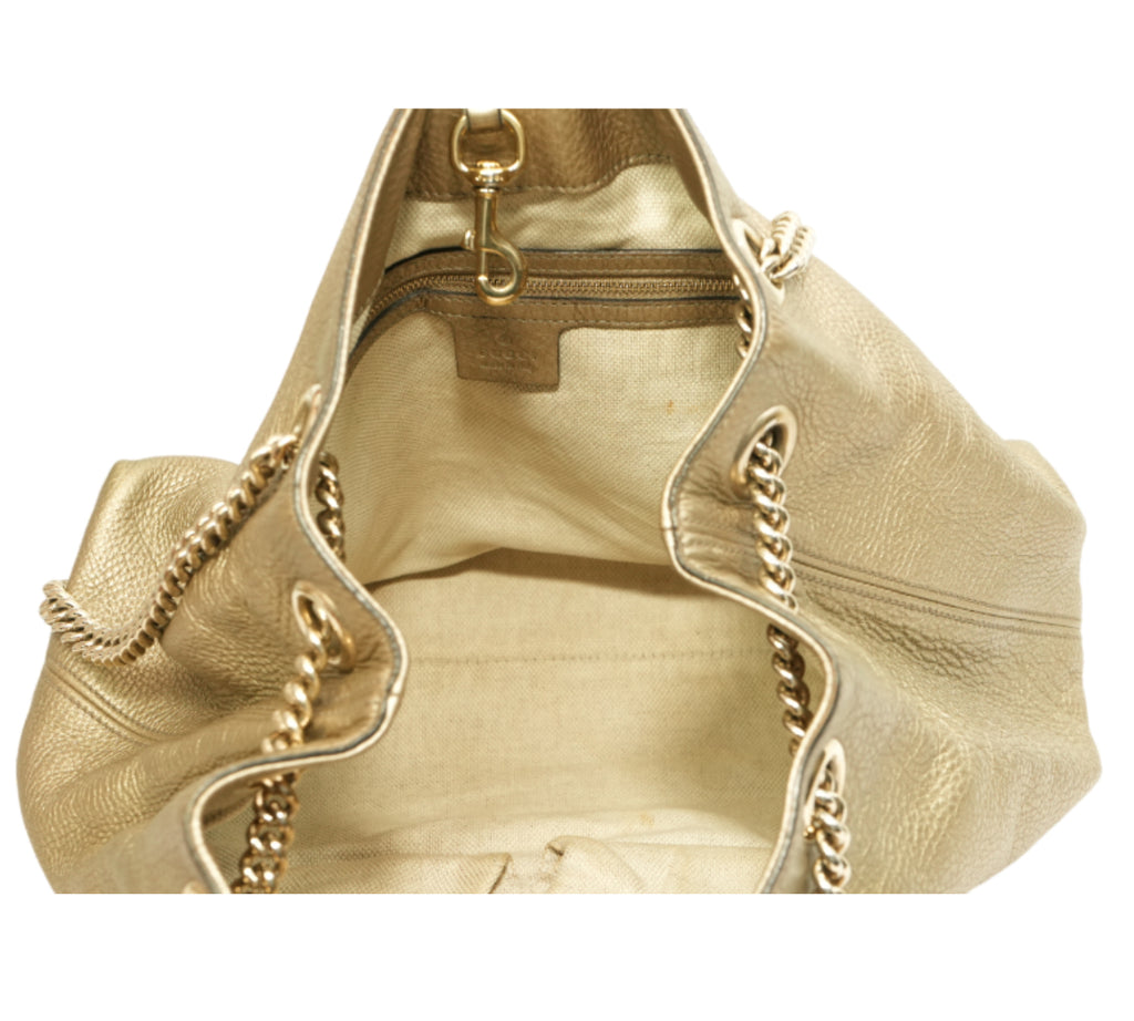 Soho Pebbled Leather Medium Chain Shoulder Tote