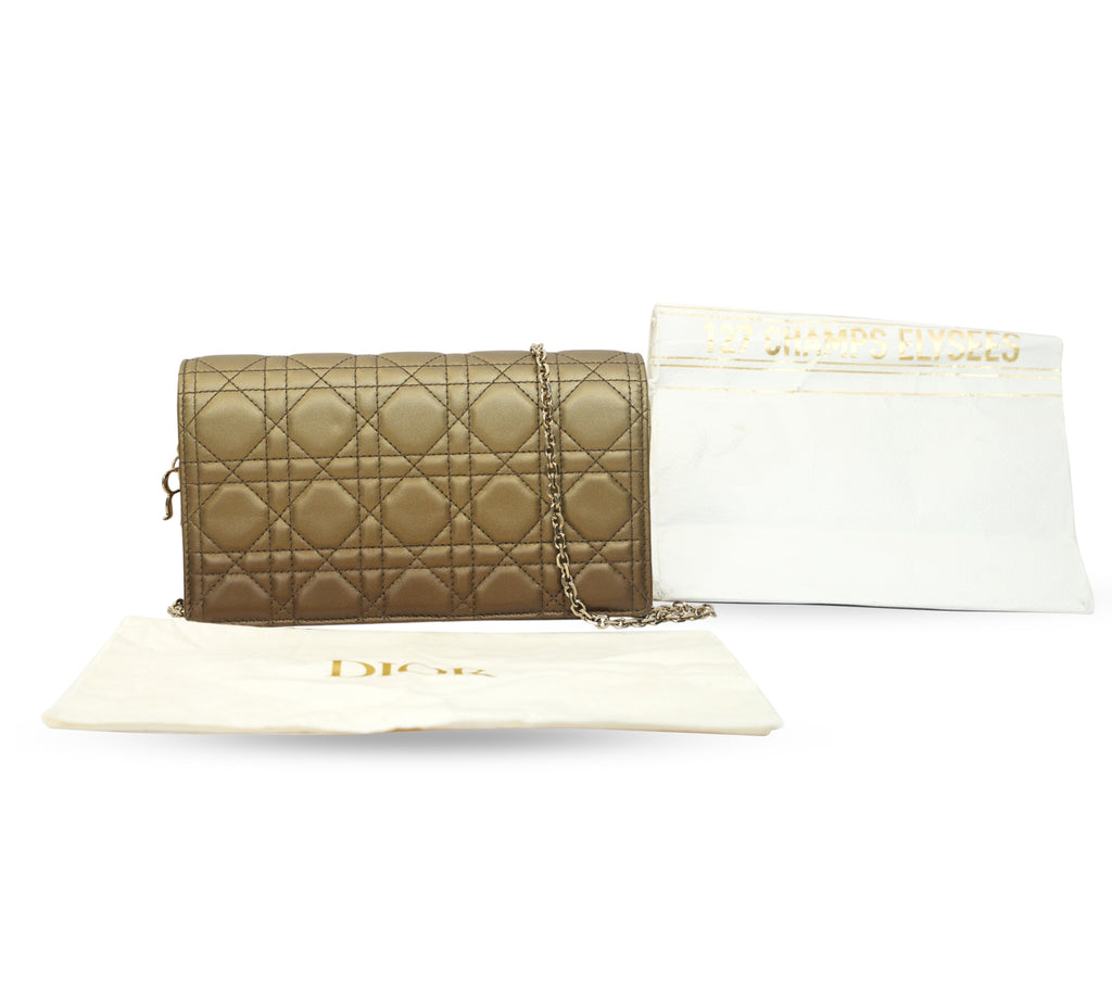 Metallic Lambskin Cannage Miss Dior Promenade Wallet On Chain