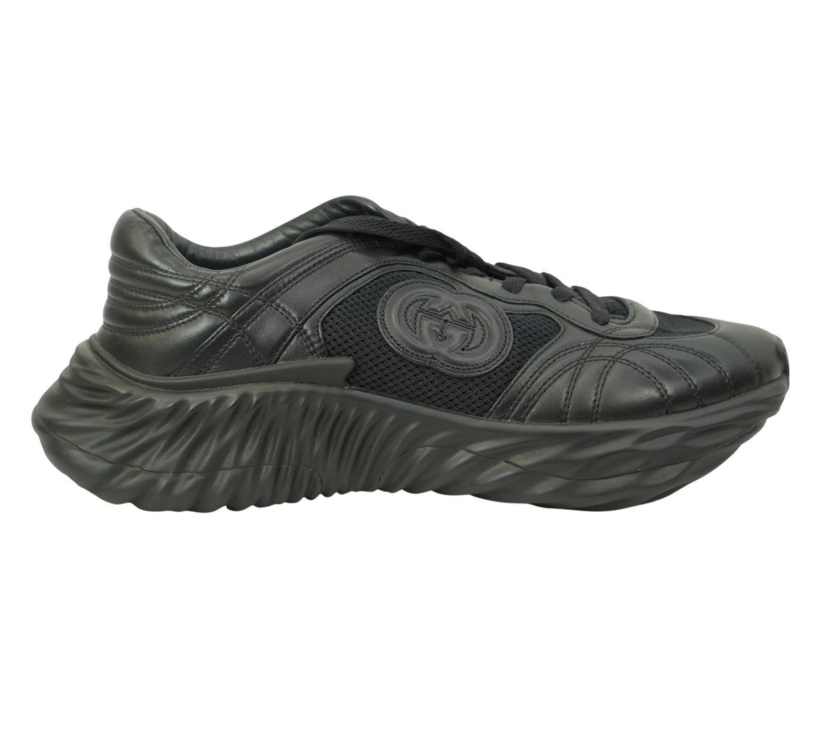 Gucci   Black Interlocking G Low-Top Ripple Sneakers Size - 8