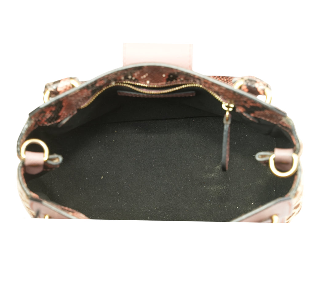 Mixed Leather & Exotic Python/Leopard Print Small Buckle Bag