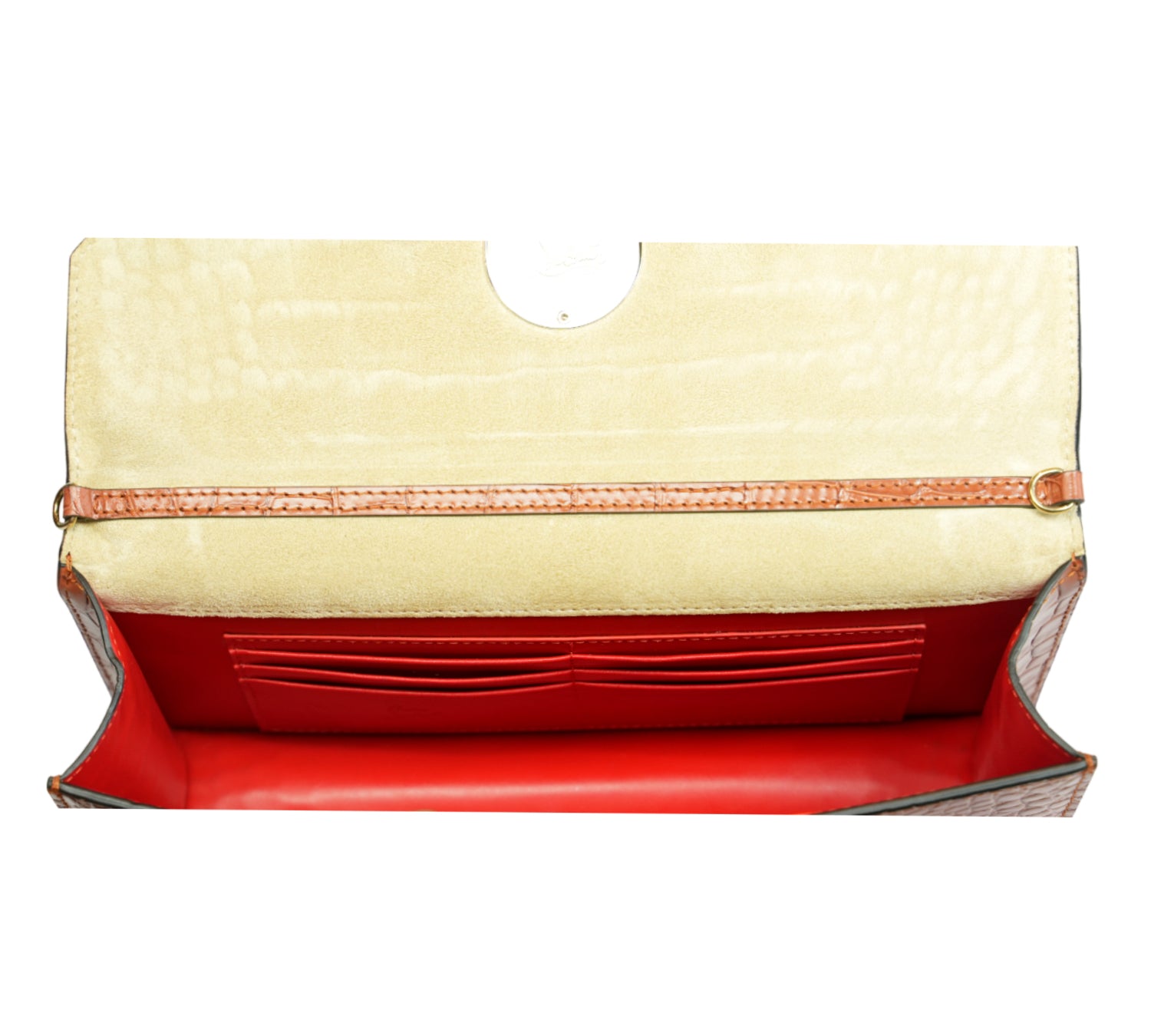 Cuoio Elisa Croc-Embossed Leather Baguette Bag