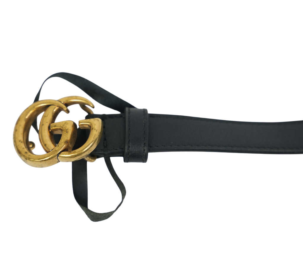GG Marmont Black Leather Belt Size - 80 Cm