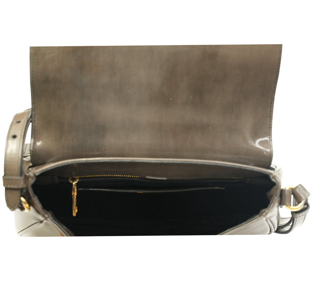 Spazzolato Patent Leather Flap Crossbody Bag