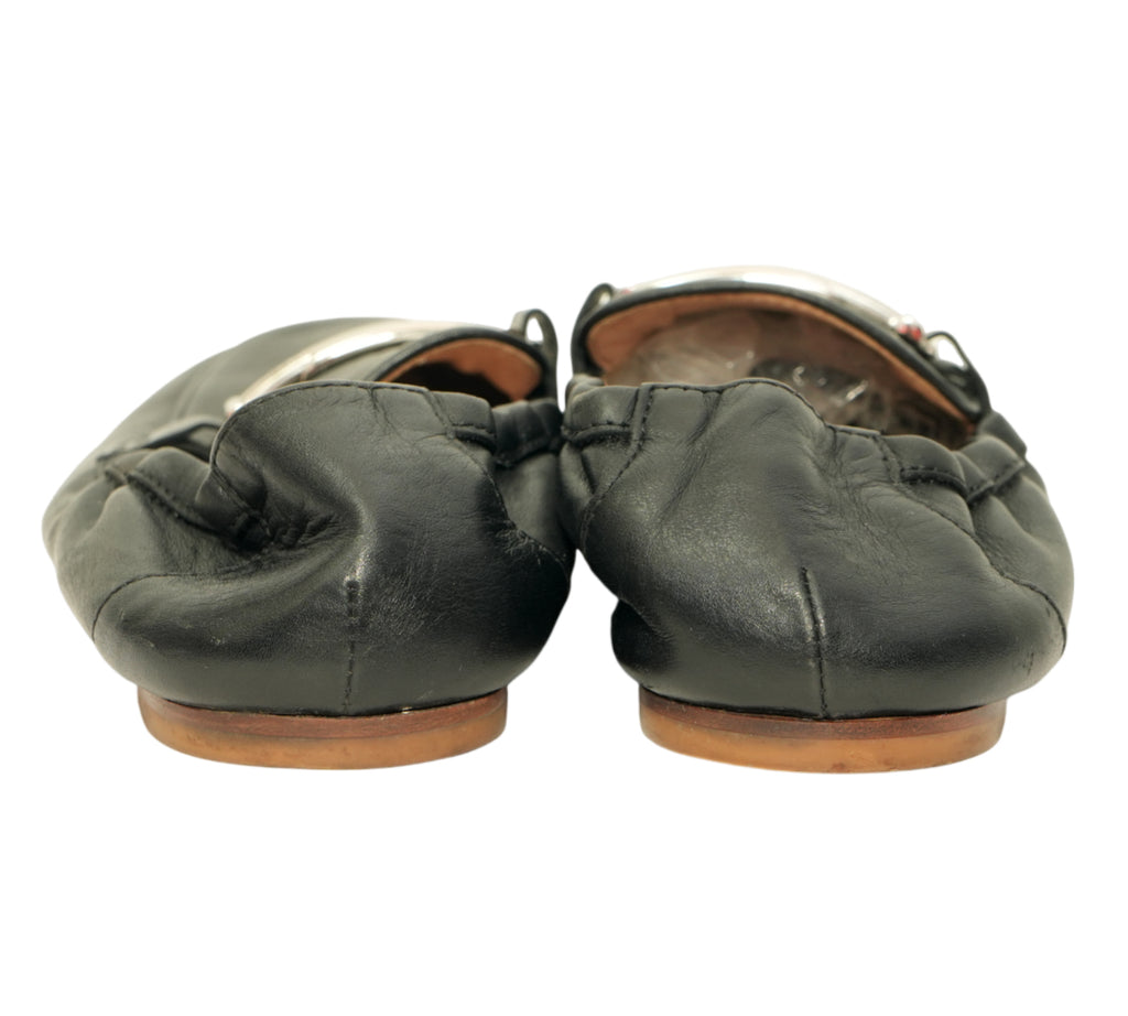 Double T Leather Elastic Back Loafers Size 38.5 - Eur