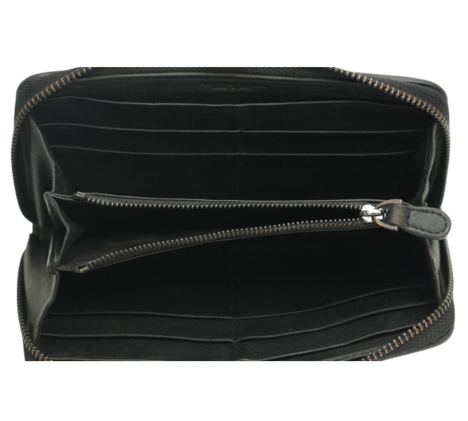 Bottega Veneta  Black Intrecciato Zip-Around Wallet