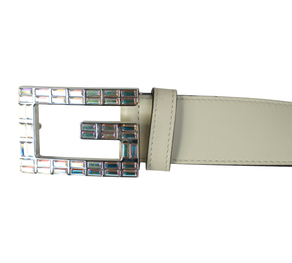 Calfskin Crystal Square G Madelyn Belt Size - 85 Cm