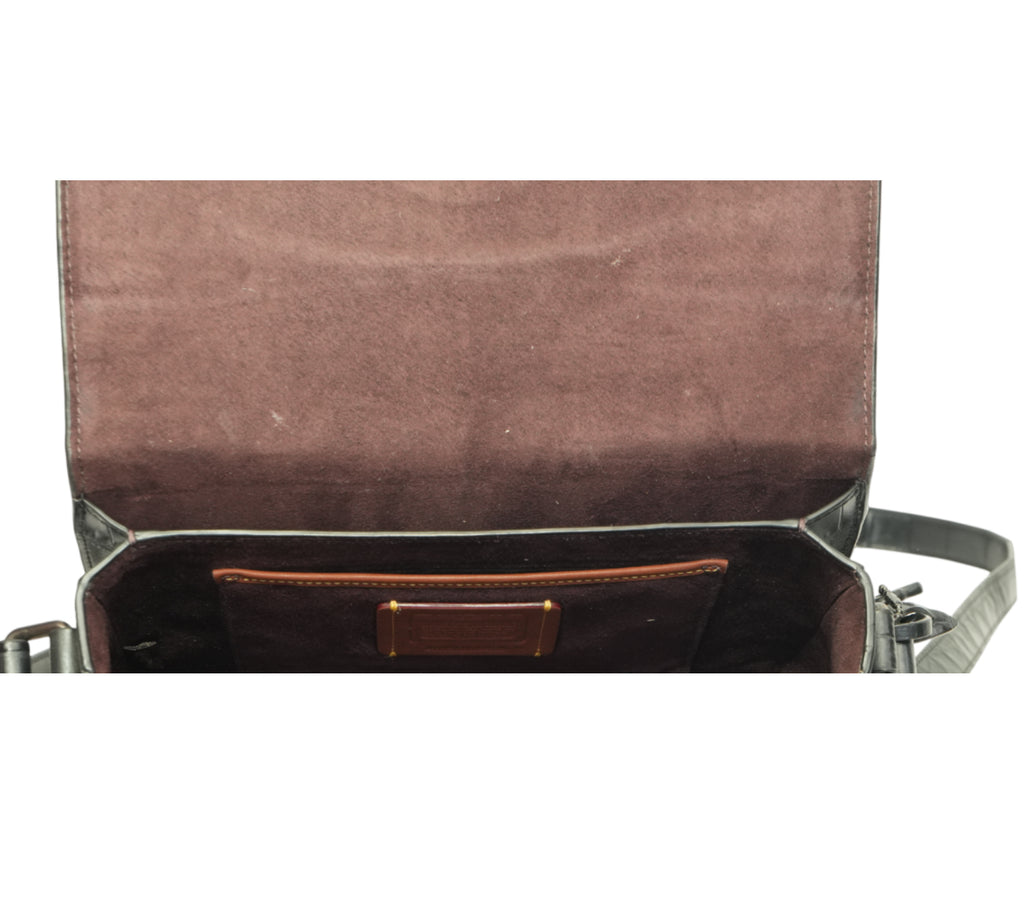 Croc-Embossed Studio Shoulder Bag
